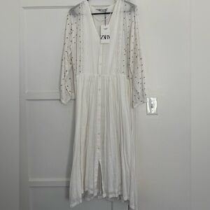 NWT Zara White Long Sleeve Maxi Dress (THE DEBBIE DRESS)